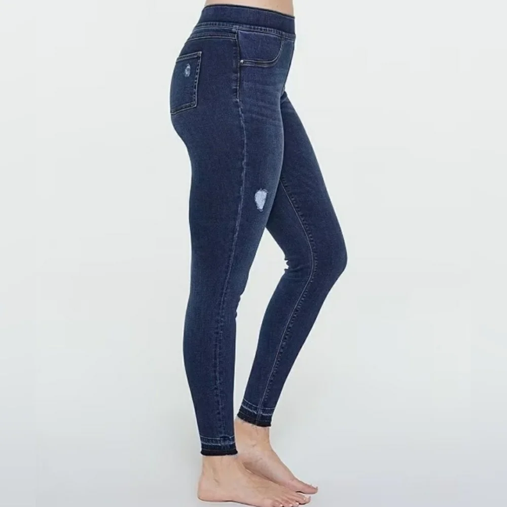 🌻SPANX Distressed Denim High Rise Elastic Waist Jeggings, Size M - Picture 4 of 9